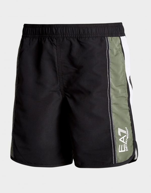 Emporio Armani Ea7 Colour Block Swim Shorts Musta