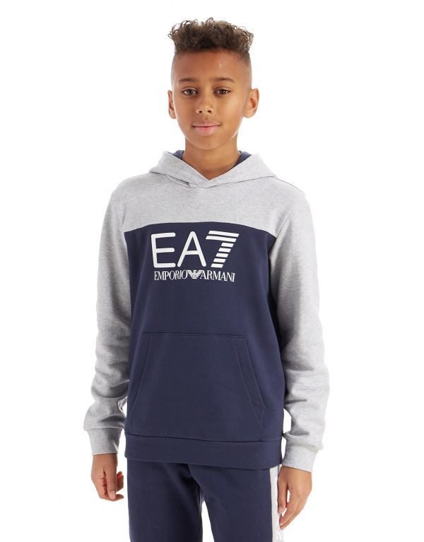 Emporio Armani Ea7 Colourblock Fleece Overhead Hoodie Laivastonsininen