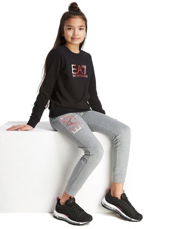 Emporio Armani Ea7 Girls' Crew Tracksuit Musta