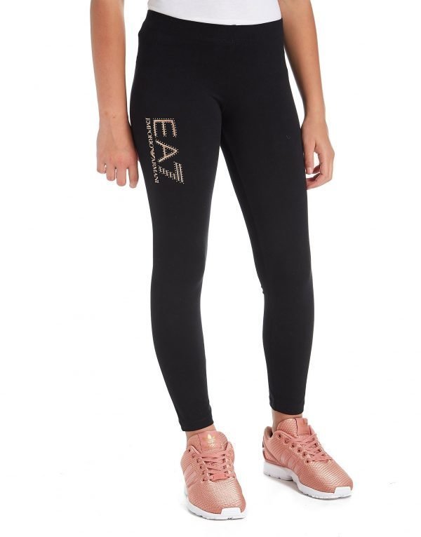 Emporio Armani Ea7 Girls' Studded Glitter Leggings Musta