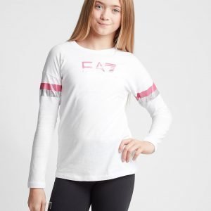 Emporio Armani Ea7 Girls' Training Glitter T-Shirt Valkoinen