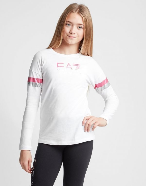 Emporio Armani Ea7 Girls' Training Glitter T-Shirt Valkoinen