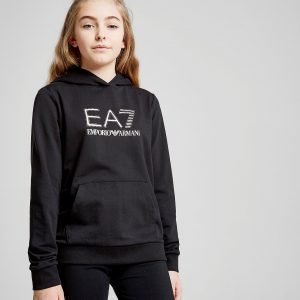 Emporio Armani Ea7 Girls' Training Logo Hoodie Musta