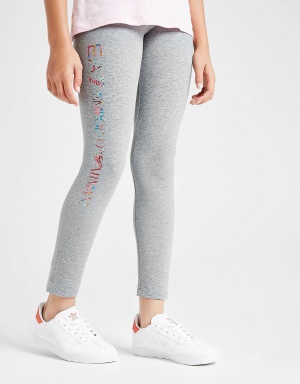 Emporio Armani Ea7 Tyttöjen Floral Logo Leggingsit Harmaa