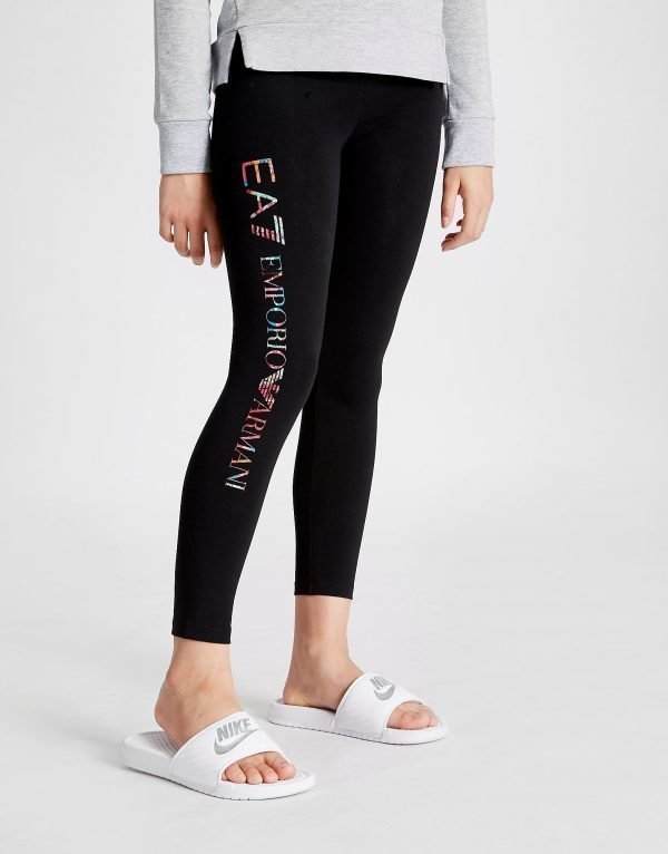 Emporio Armani Ea7 Tyttöjen Floral Logo Leggingsit Musta