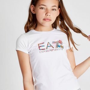 Emporio Armani Ea7 Tyttöjen Floral Logo T-Paita Valkoinen