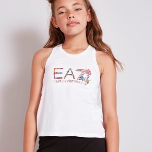 Emporio Armani Ea7 Tyttöjen Floral Logo Tank Toppi Valkoinen