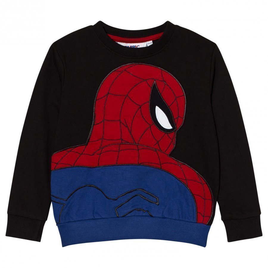 Fabric Flavours Black Spider-Man Applique Sweatshirt Oloasun Paita