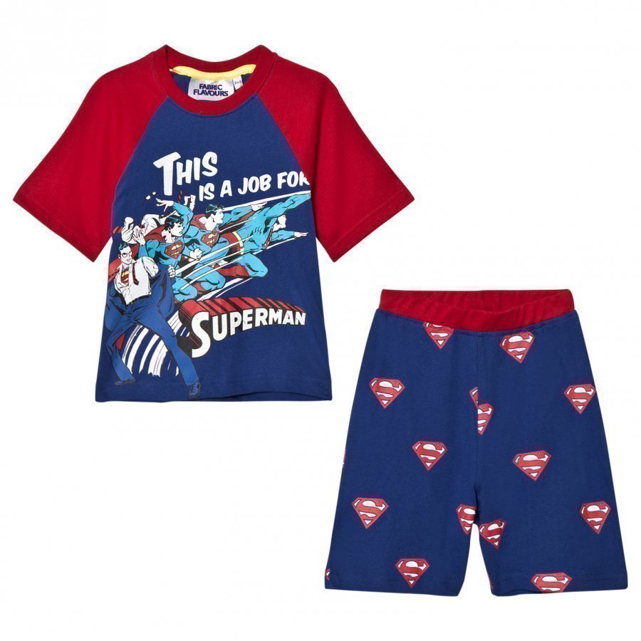 Fabric Flavours Blue/Red Superman Comic Pyjamas Yöpuku