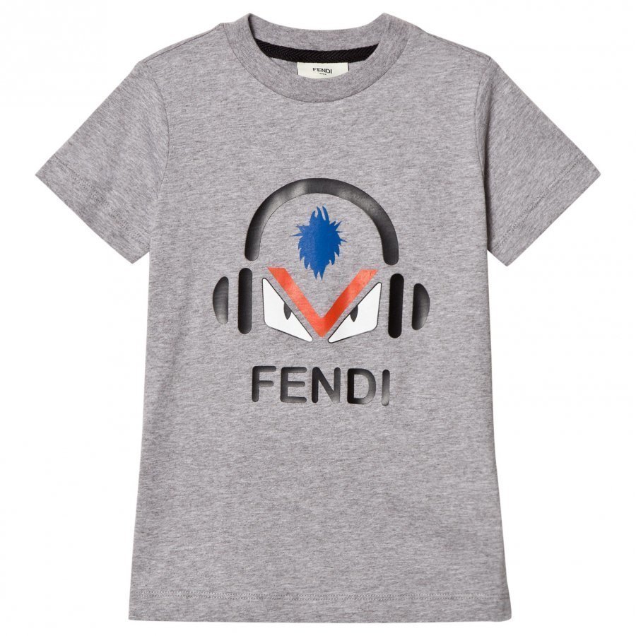 Fendi Grey Monster Print Tee T-Paita