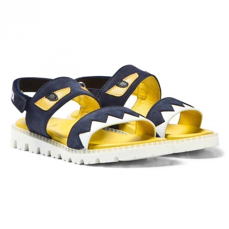 Fendi Navy Denim Monster Sandals Remmisandaalit