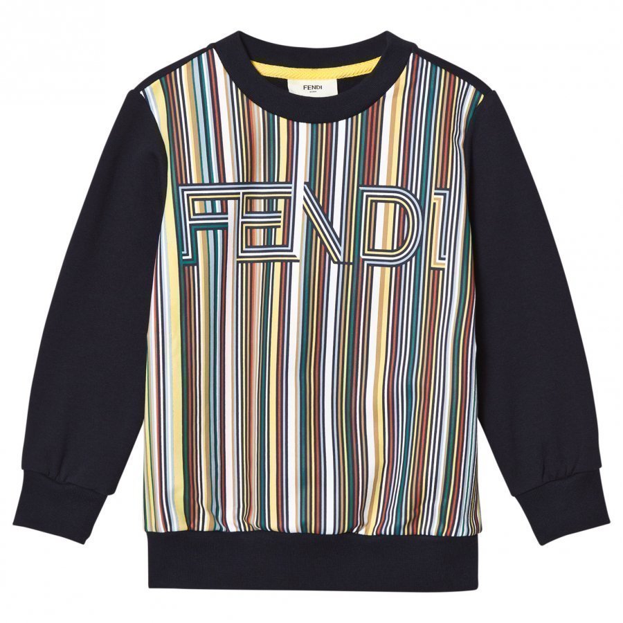 Fendi Navy Multi Stripe Branded Sweatshirt Oloasun Paita