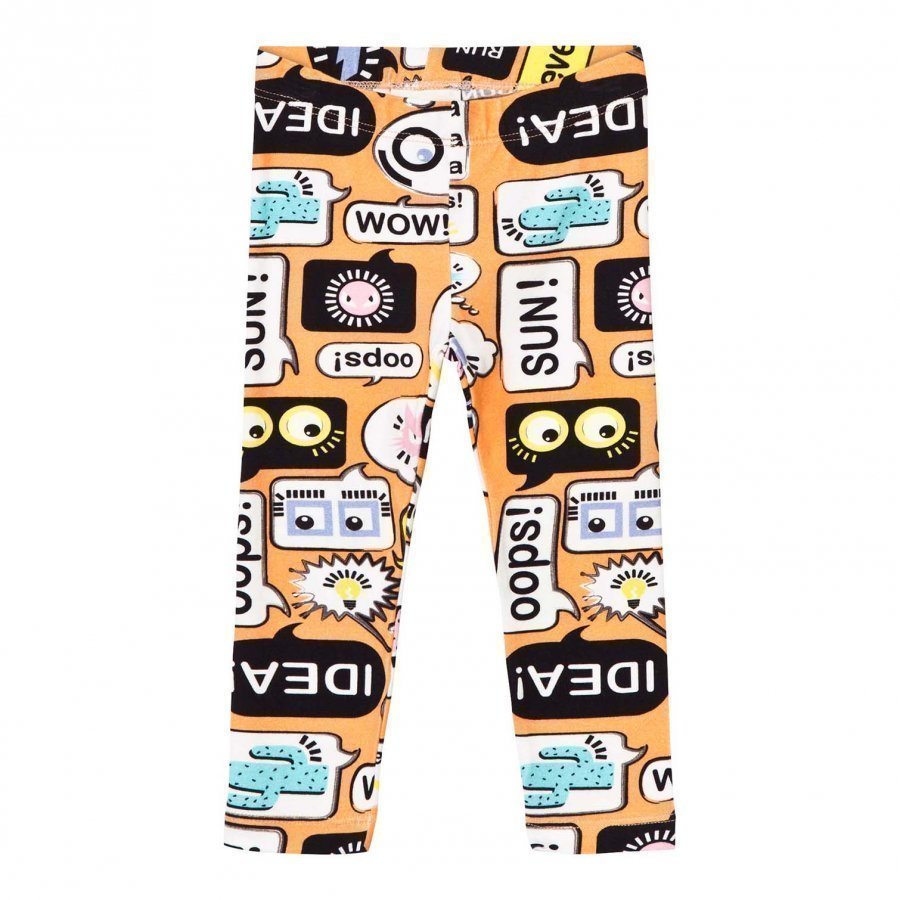 Fendi Orange Text Print Leggings Legginsit