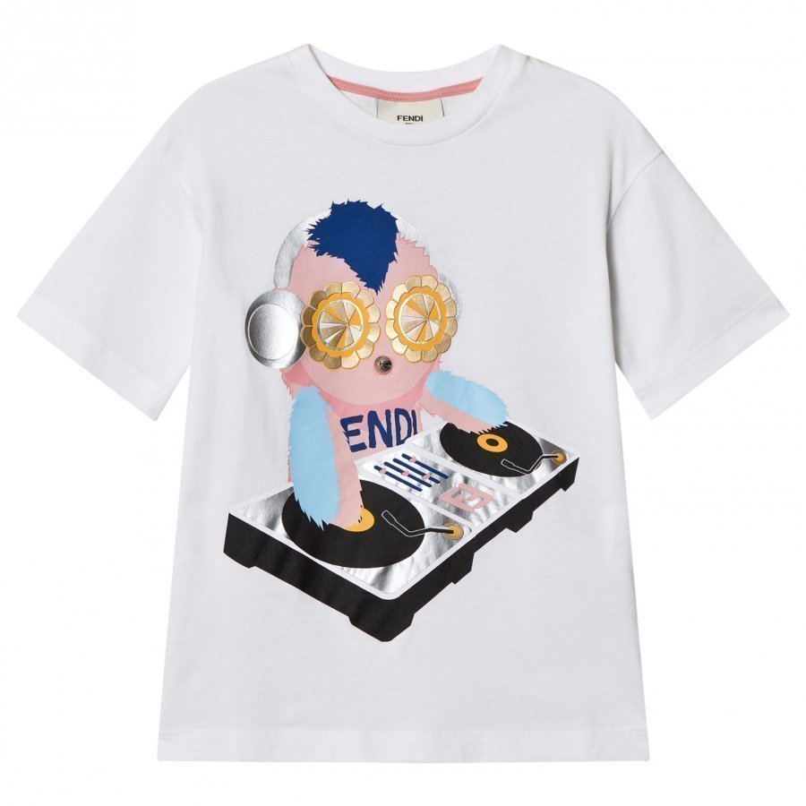 Fendi White Piro-Chan Dj Tee T-Paita