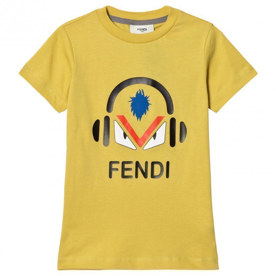 Fendi Yellow Monster Print Tee T-Paita