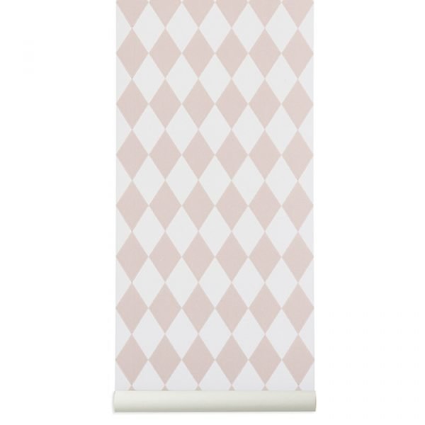 Ferm Living Kids Harlequin Tapetti Vaaleanpunainen / Valkoinen