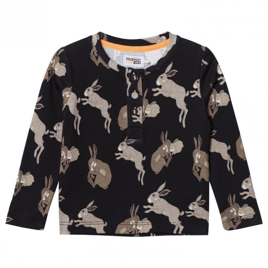 Filemon Kid Long Sleeve T-Shirt Bunnies Anthracite Pitkähihainen T-Paita