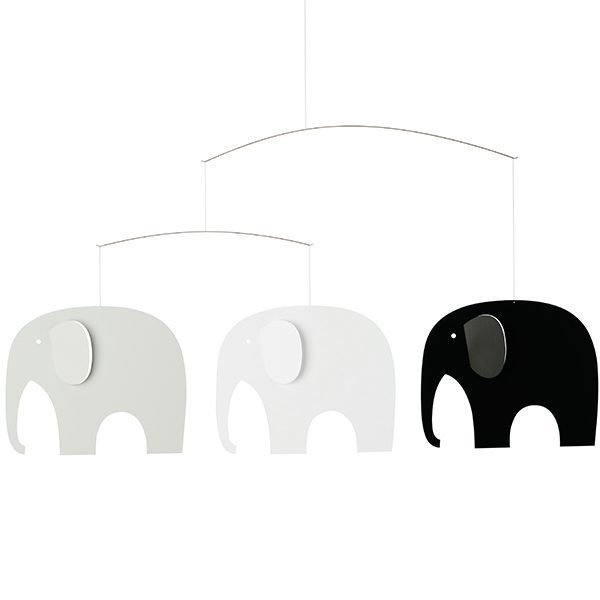 Flensted Mobiles Elephant Party Mobile Musta / Valkoinen