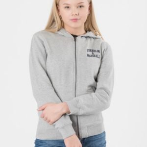 Franklin & Marshall Badge Logo Zip Hoodie Huppari Harmaa