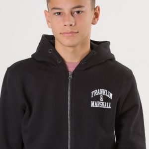 Franklin & Marshall Badge Logo Zip Hoodie Huppari Musta