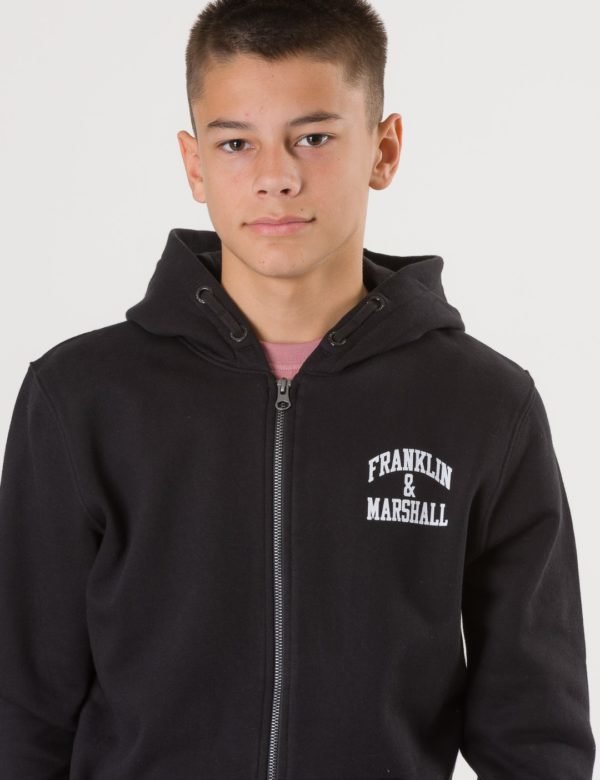 Franklin & Marshall Badge Logo Zip Hoodie Huppari Musta