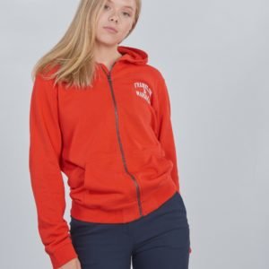 Franklin & Marshall Badge Logo Zip Hoodie Huppari Punainen