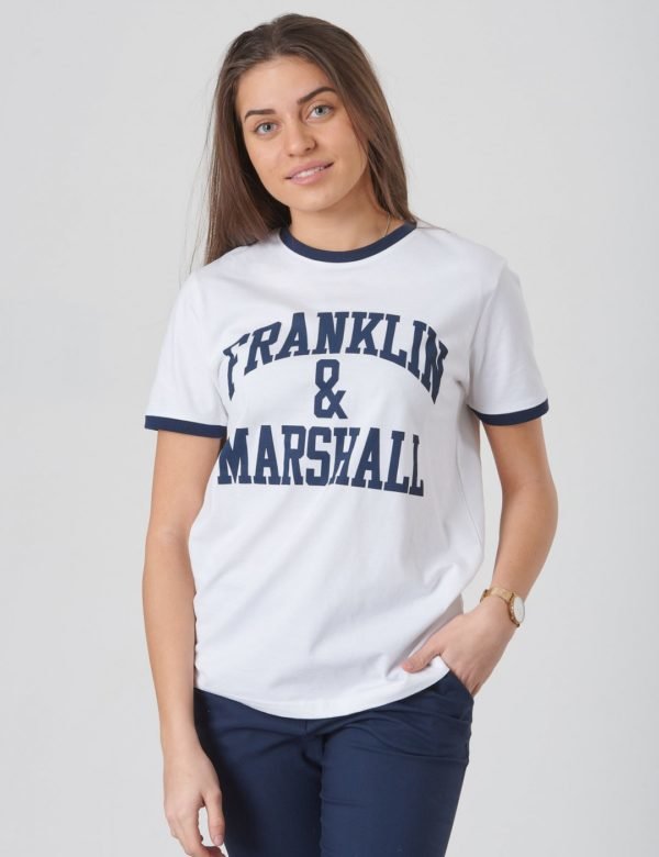 Franklin & Marshall Ringer Logo Tee T-Paita Valkoinen