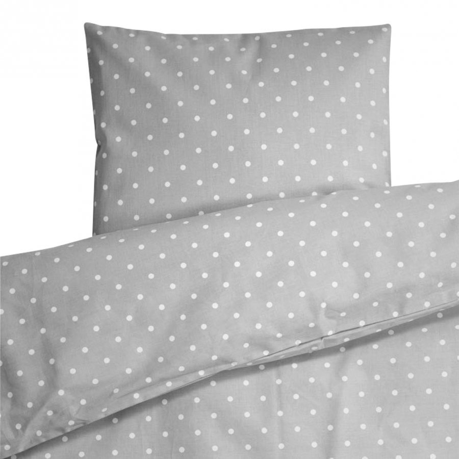 Färg & Form Grey Dots Bed Set Cot/Stroller Pussilakanasetti