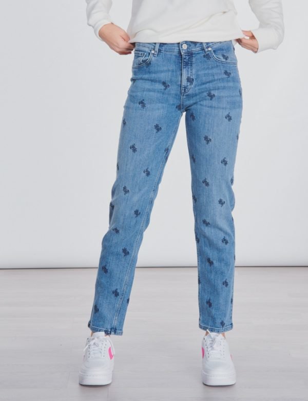 Gant Ao Embroidered Cropped Jean Farkut Sininen