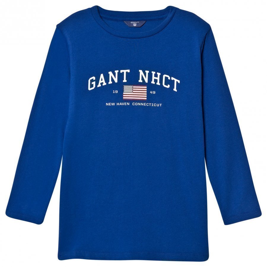 Gant Blue Nhct Logo Long Sleeve Tee T-Paita