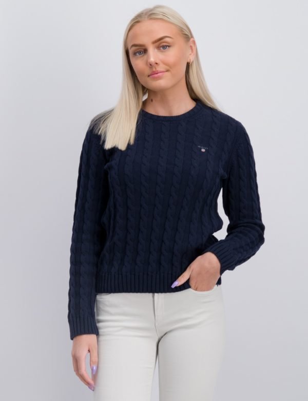 Gant Cotton Cable Crew Neule Sininen