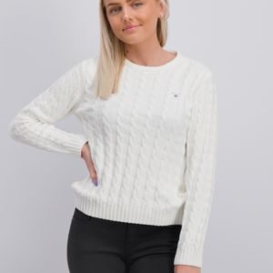 Gant Cotton Cable Crew Neule Valkoinen