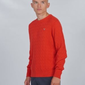 Gant D1. Cotton Cable Crew Neule Punainen