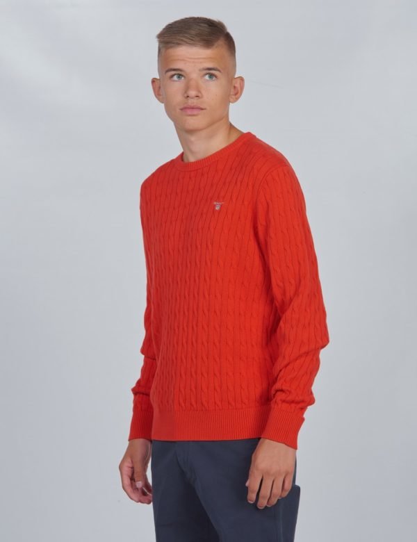 Gant D1. Cotton Cable Crew Neule Punainen