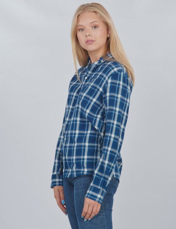 Gant D1. Flannel Indigo Check Shirt Kauluspaita Sininen