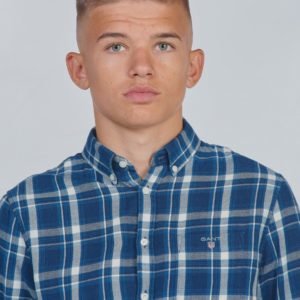 Gant D1. Flannel Indigo Check Shirt Kauluspaita Sininen