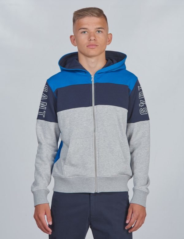 Gant D1. Gant Col Block Full Zip Hoodie Huppari Harmaa