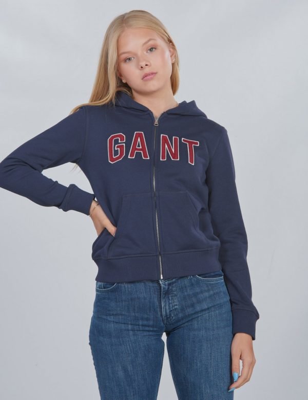 Gant D1. Gant Logo Full Zip Hoodie Huppari Sininen