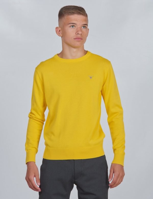 Gant D1.  Lt Wt Cotton Crew Neule Keltainen