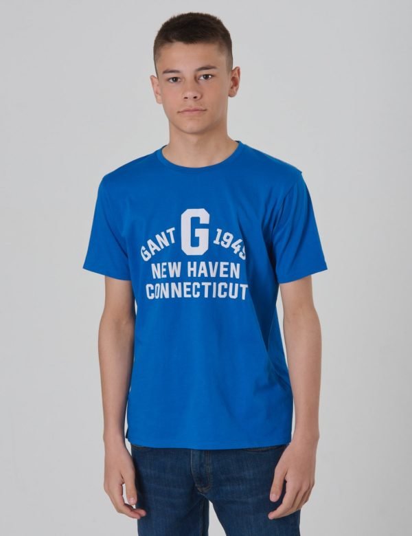 Gant Gant Collegiate Print Ss T Sh T-Paita Sininen