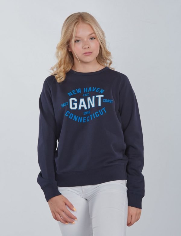 Gant Gant Logo C Neck Sweat Neule Sininen