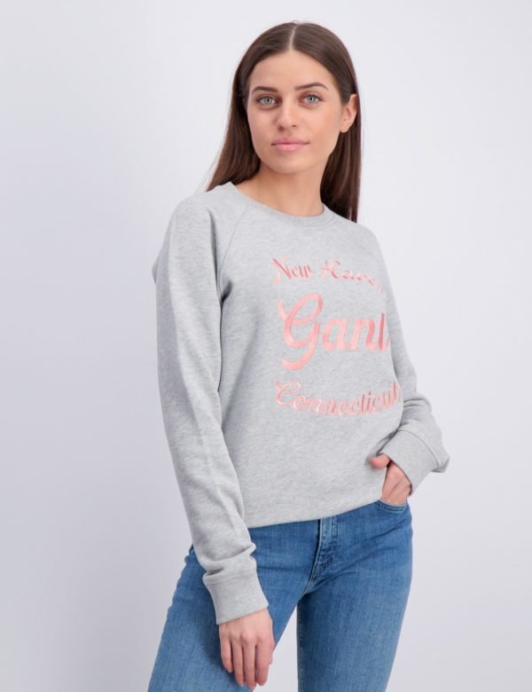 Gant Gant Script C Neck Sweat Neule Harmaa