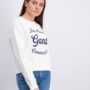 Gant Gant Script C Neck Sweat Neule Valkoinen