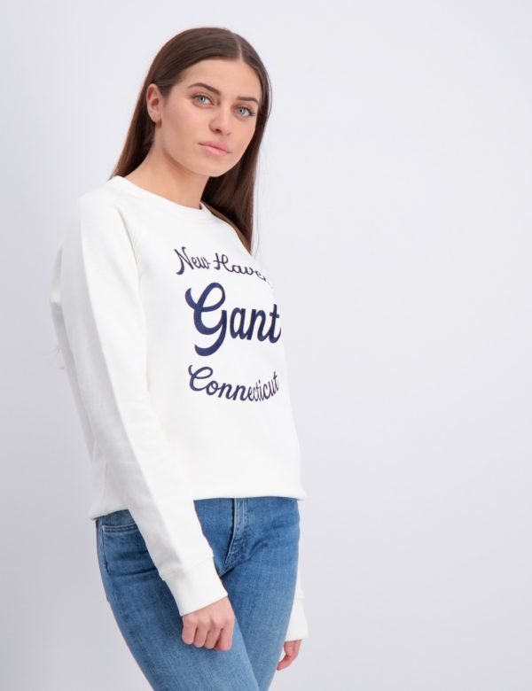 Gant Gant Script C Neck Sweat Neule Valkoinen