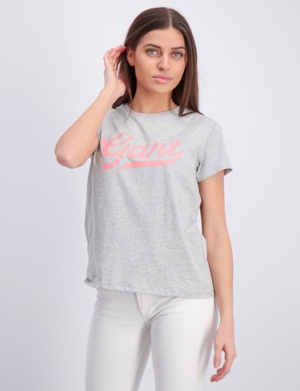 Gant Gant Script Logo T Shirt T-Paita Harmaa