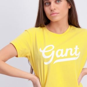 Gant Gant Script Logo T Shirt T-Paita Keltainen