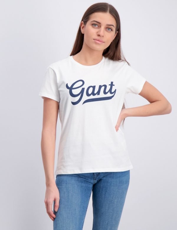 Gant Gant Script Logo T Shirt T-Paita Valkoinen