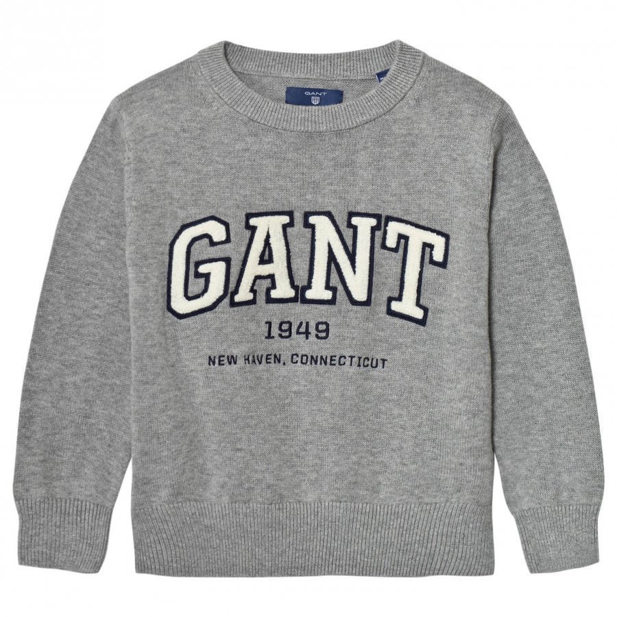 Gant Grey Melange Terry Logo Knit Jumper Paita