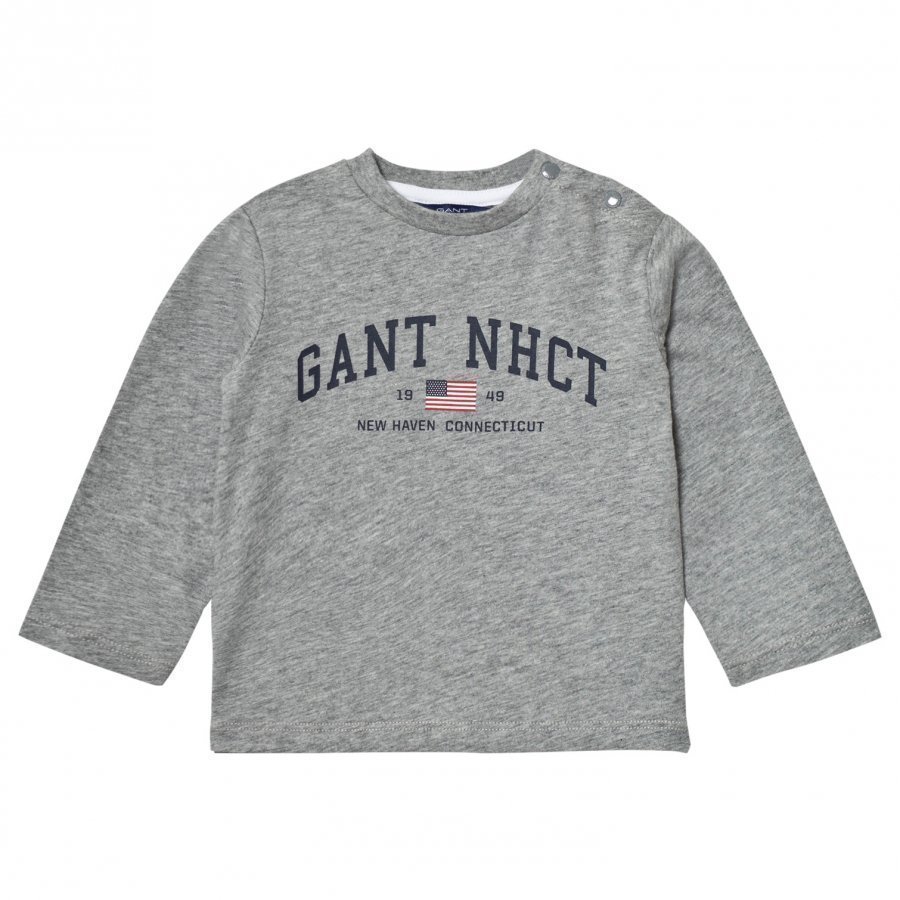Gant Grey Nhct Logo Long Sleeve Tee T-Paita