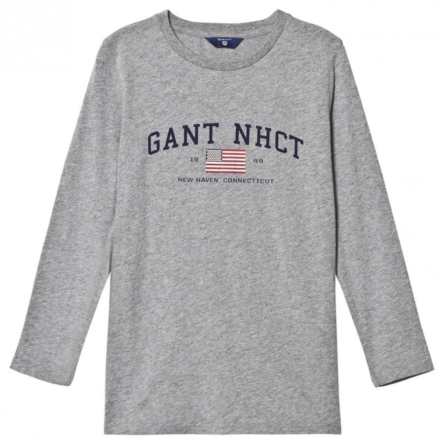 Gant Grey Nhct Logo Long Sleeve Tee T-Paita